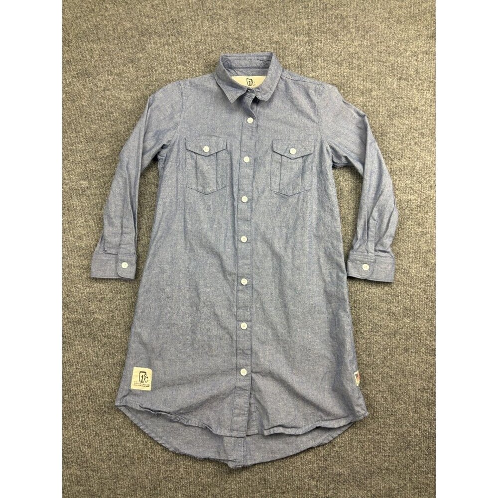Icelantic Shirt Dress Women's S Blue Chambray Long Sleeve Button Up Tunic USA